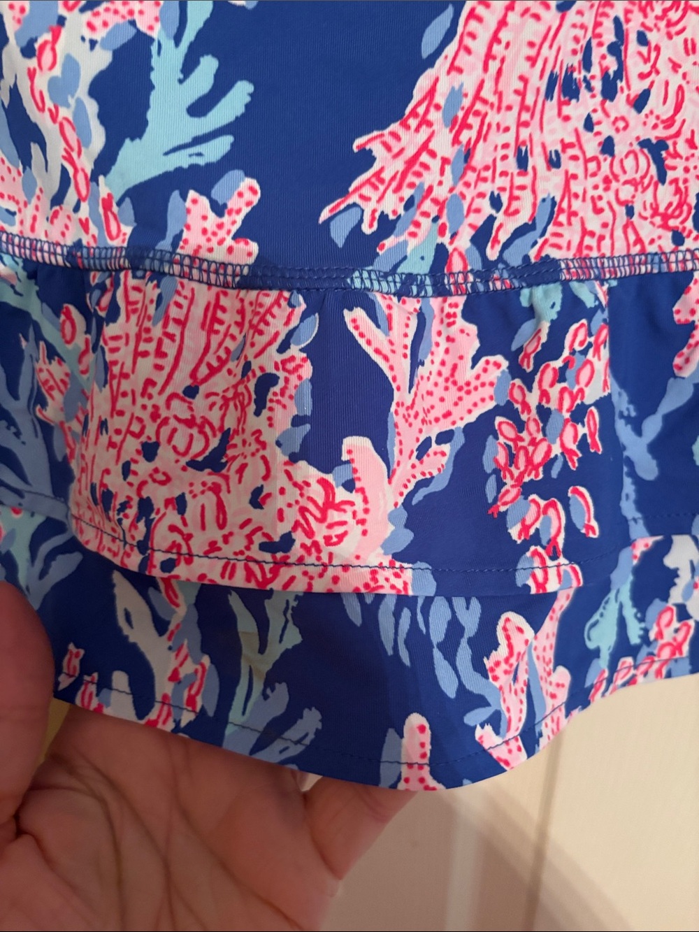 Lilly Pulitzer Luxletic Blue Skort with Pink Coral Print - Picture 4 of 4